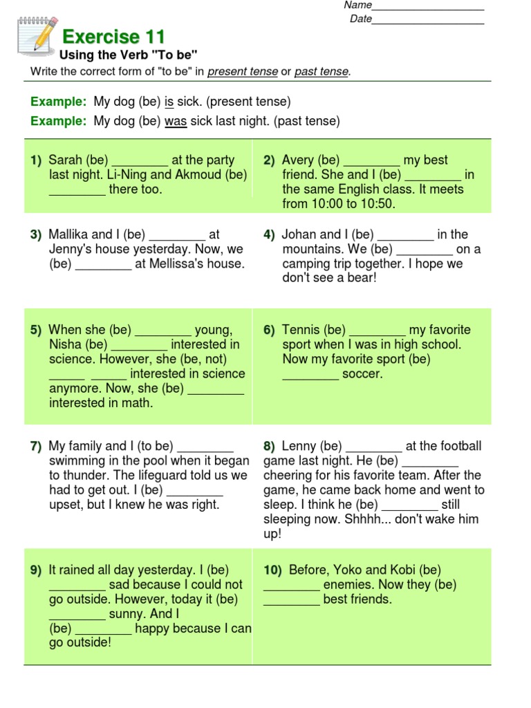 To Be Exercise 11 | PDF | Language Arts & Discipline