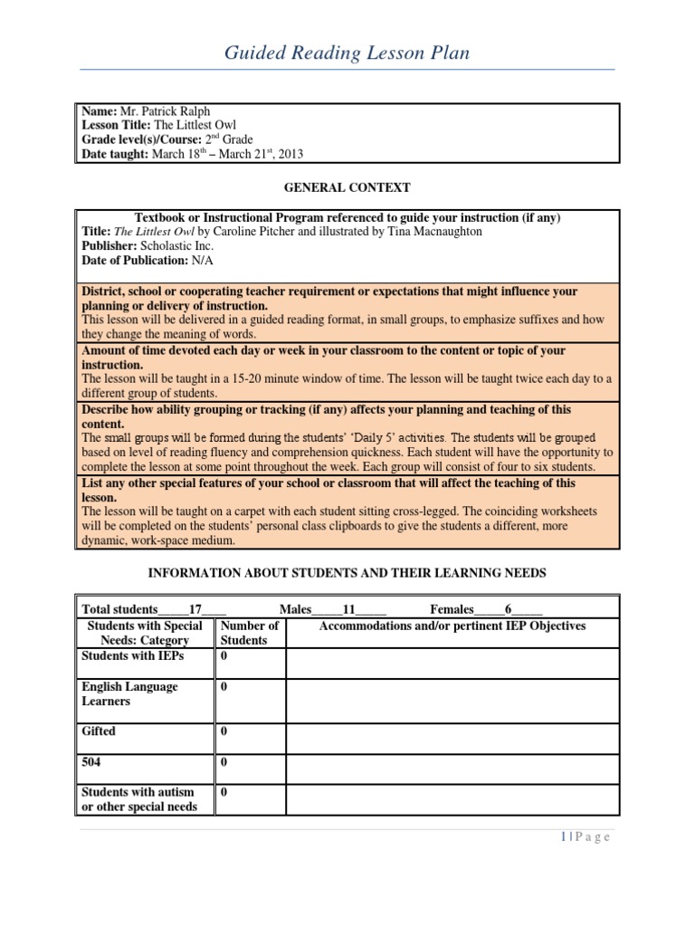 Guided Reading Plan: Suffixes in Context | PDF | Lesson Plan | Vocabulary