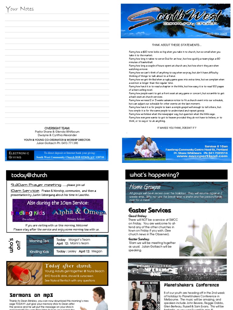 April 5 - Newsletter | PDF | Religious Behaviour And Experience