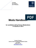 Oxford University Mods Handbook 2013-Classics