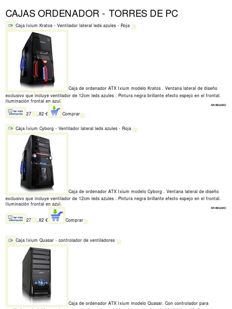 Catálogo de torres ordenador y cajas atx | Diodo emisor de luz