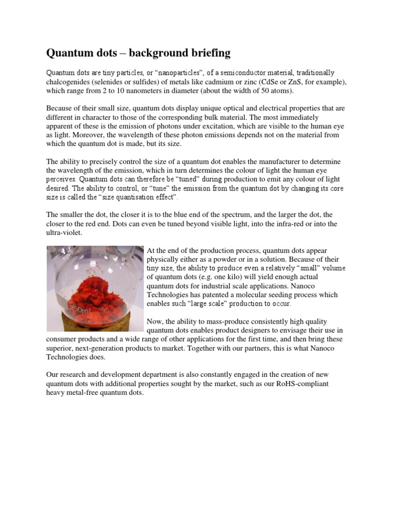 Understanding Quantum Dots and Their Applications | PDF