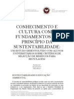 Conhecimento e Cultura Como Fundamentos Do Princípio Da Sustentabilidade