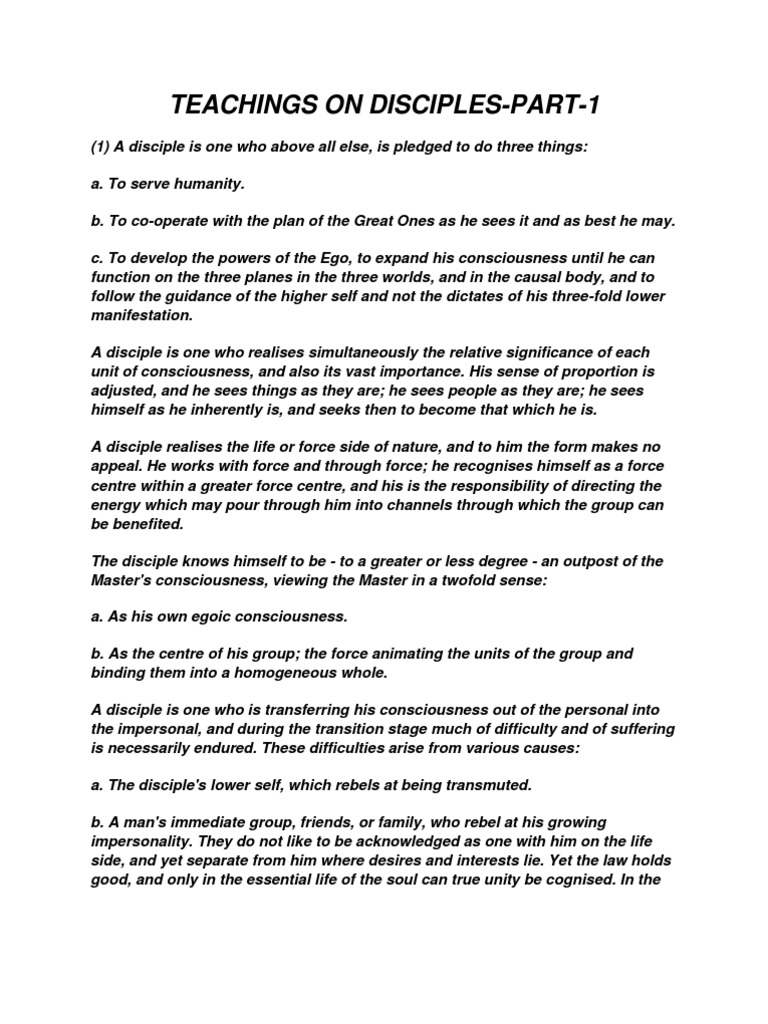 Teachings On Disciples Part 1 | PDF | Consciousness | Mind
