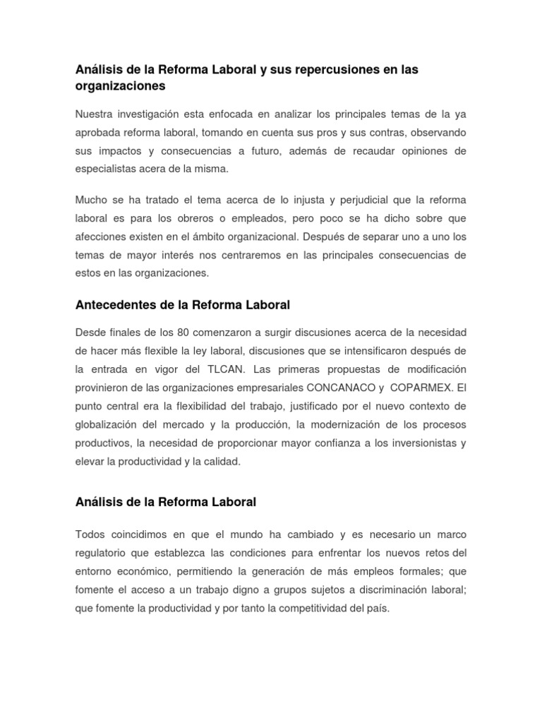 Análisis de la Reforma Laboral 2025 | PDF | Outsourcing | Derecho laboral