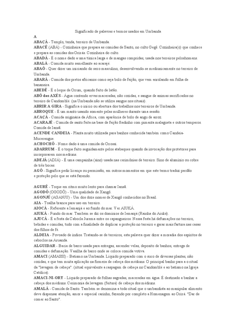 Vocabulário e Significados da Umbanda | PDF | Espiritismo | Mediunidade