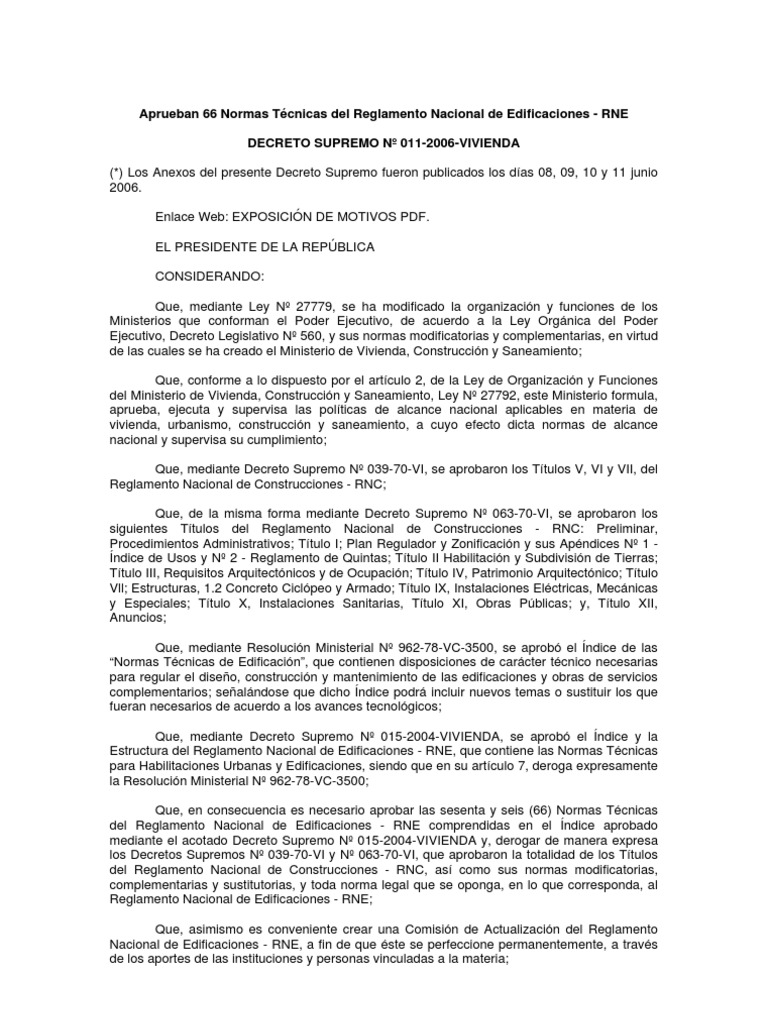 Aprueban 66 Normas Tecnicas Del Reglamento Nacional de Edificaciones ...