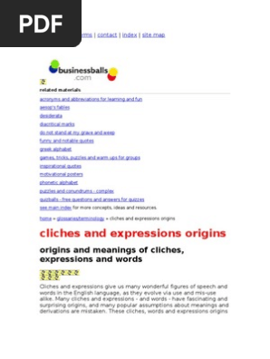 Origins And Meanings Of Cliches Expressions And Wordse Pdf