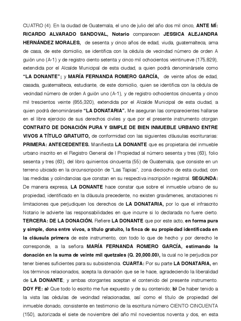 Contrato donación entre vivos Propiedad Gobierno