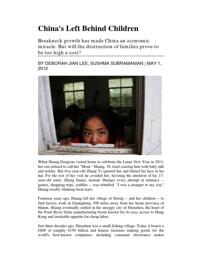Impact of China's Migrant Workers on Children | PDF | Migrant Worker ...