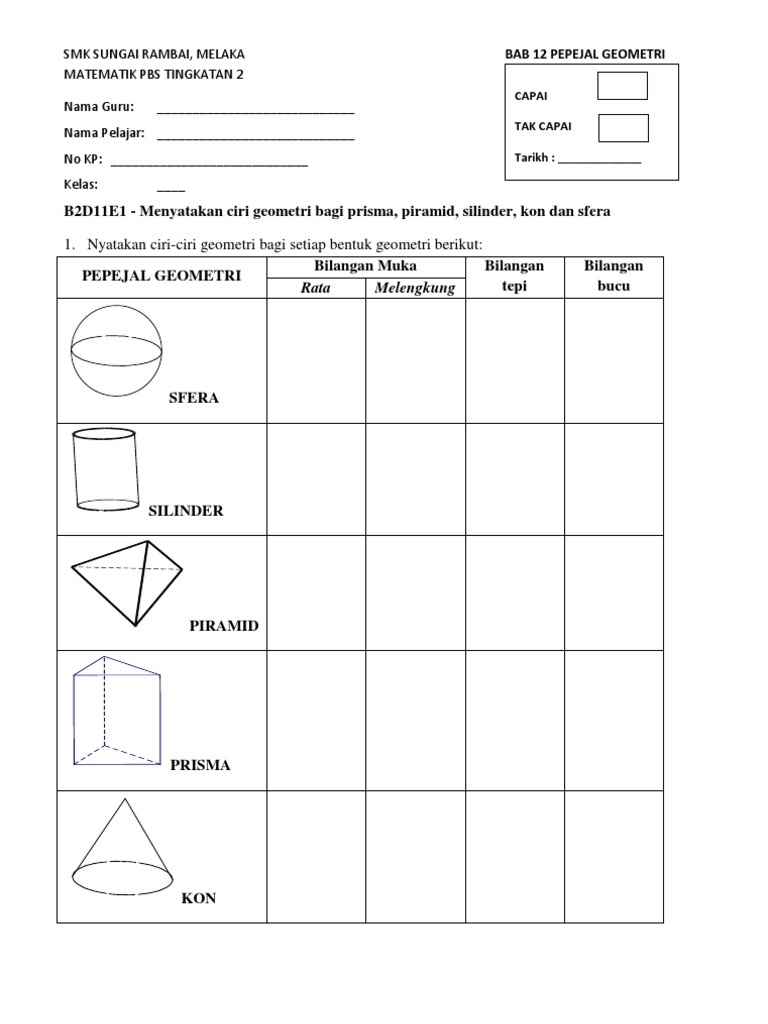 Contoh Soalan Pepejal Geometri Spm - Rumah En