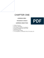 Chapter One: Learning Area: Introduction To Science Learning Objectives