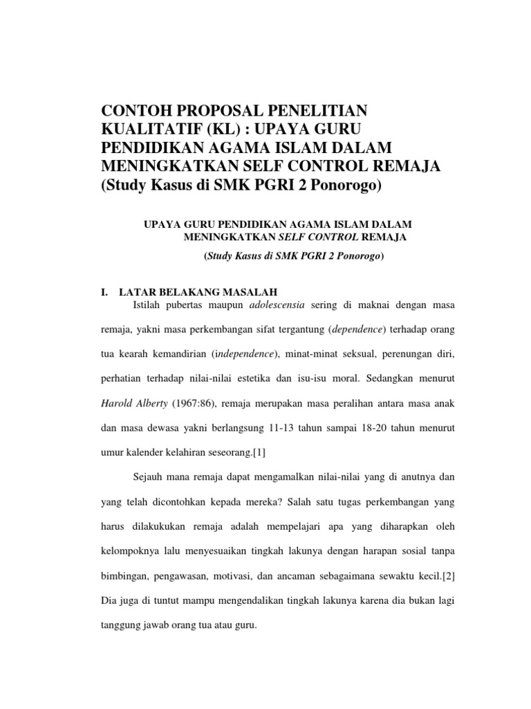 Contoh Proposal Skripsi Pai Library Research Kumpulan Berbagai Skripsi