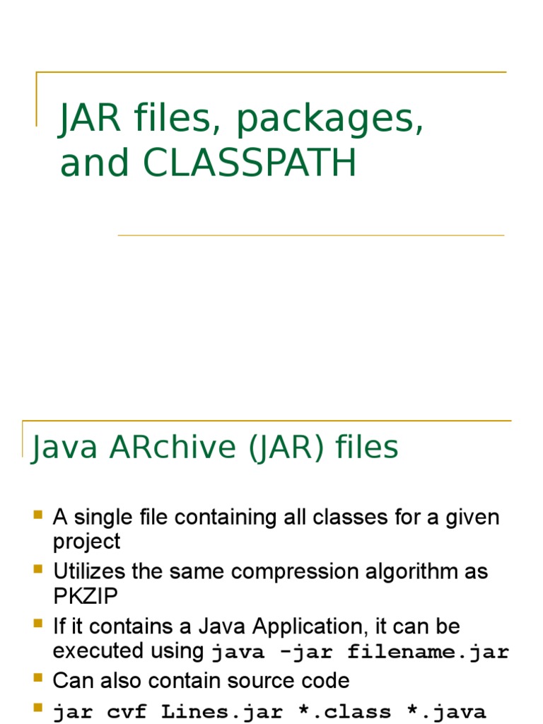 JAR Files, Packages, and Classpath | PDF | Java (Programming Language ...