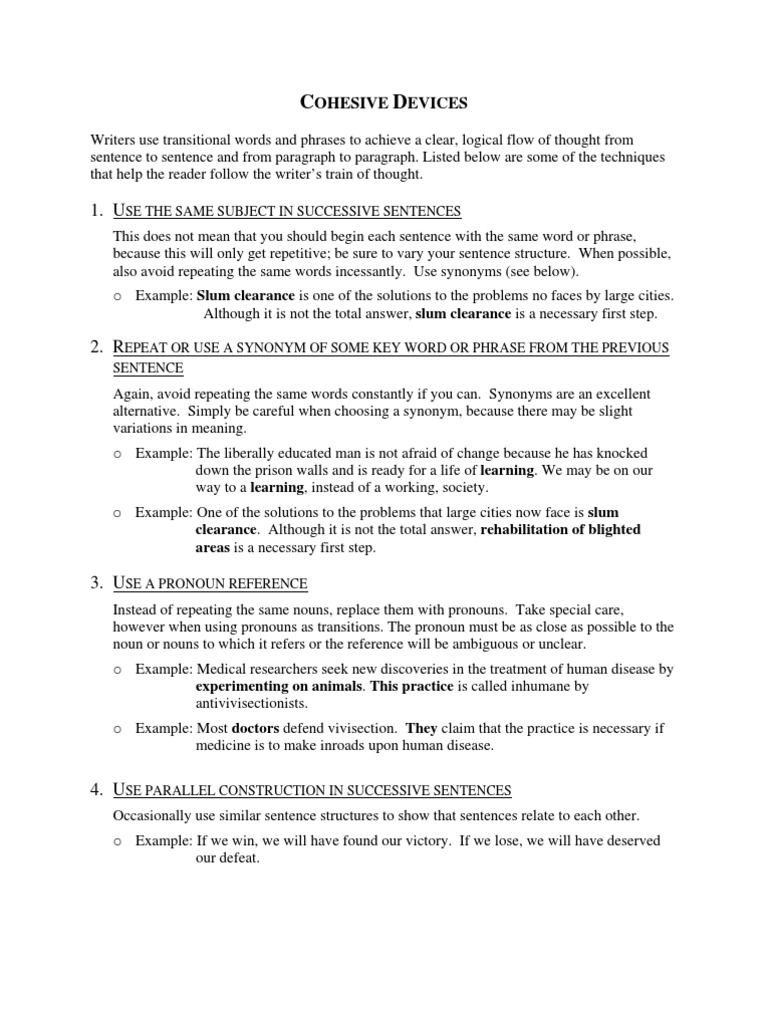 Cohesive Devices PDF Pronoun Sentence (Linguistics)
