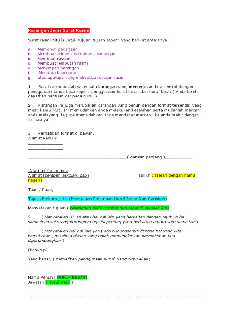 Karangan Jenis Surat Rasmi Pdf