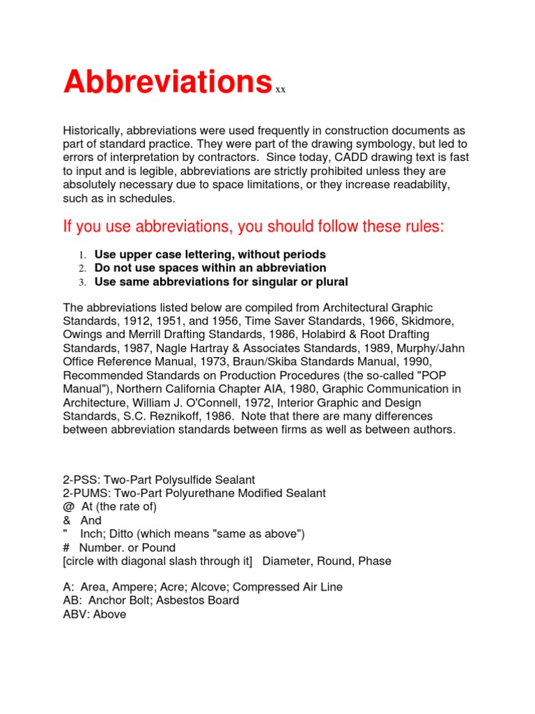 Abbreviations Xx Hvac Water Heating