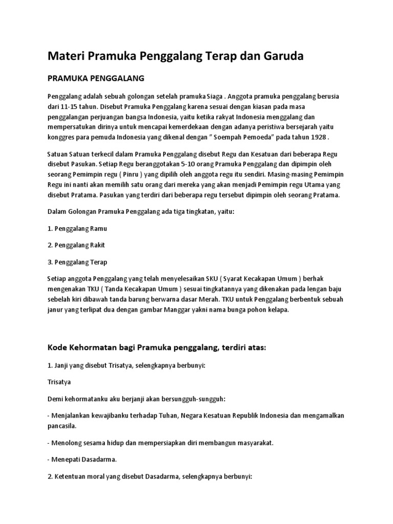 Materi Kepramukaan Penegak Kurikulum 2013 Blog Materi Pramuka