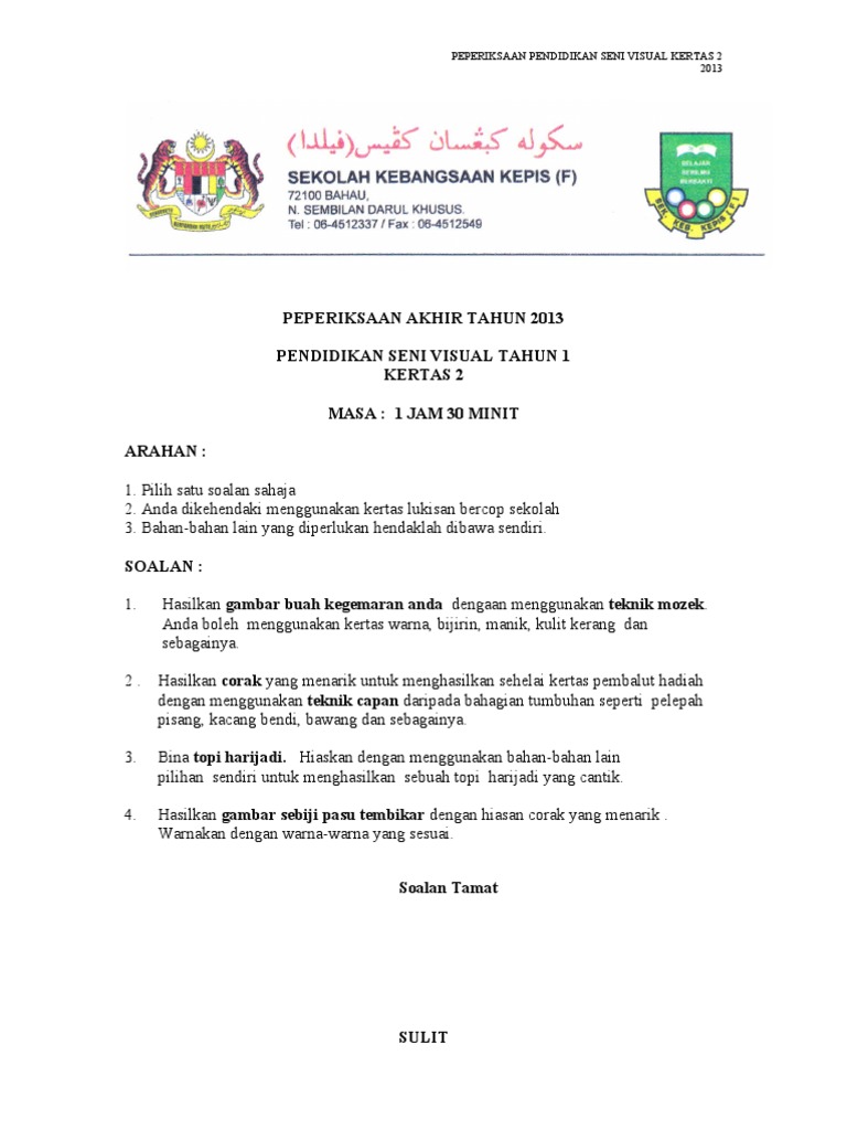 Soalan Psv Tahun 123456 AKHIR TAHUN