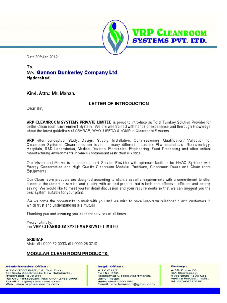 Introduction Letter Hvac Temperature