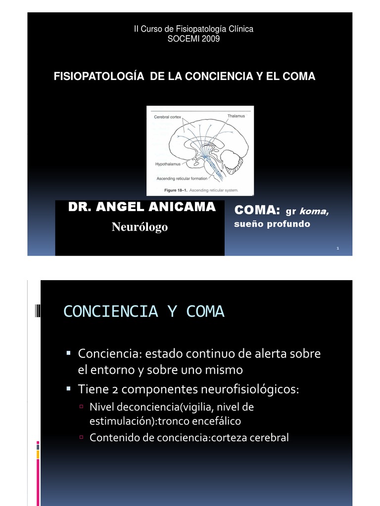 Fisiopatología del Coma y Conciencia | PDF | Tálamo | Corteza cerebral