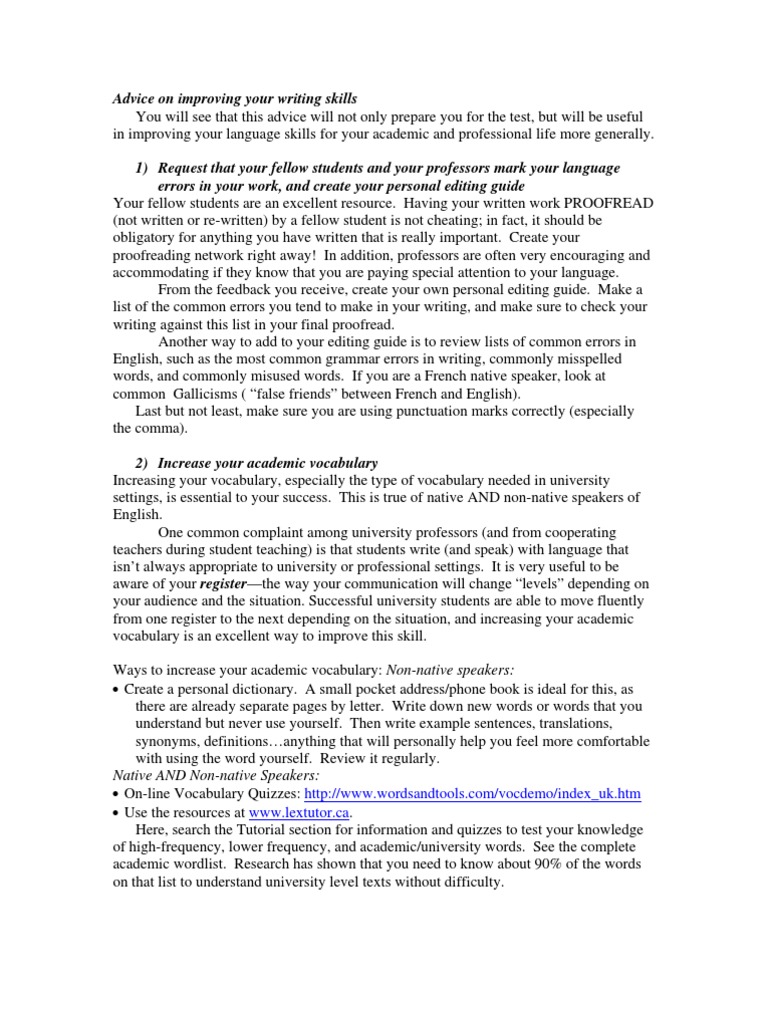 Tips To Improve Writing Skills | PDF | Vocabulary | Proofreading