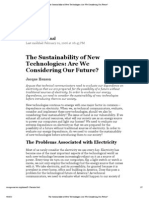 Electricity The Sustainability of New Technlogies - Are We Considering Our Future