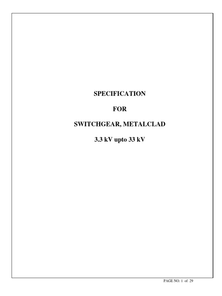 Switchgear Specifications PDF Electrical Wiring Electrical Connector