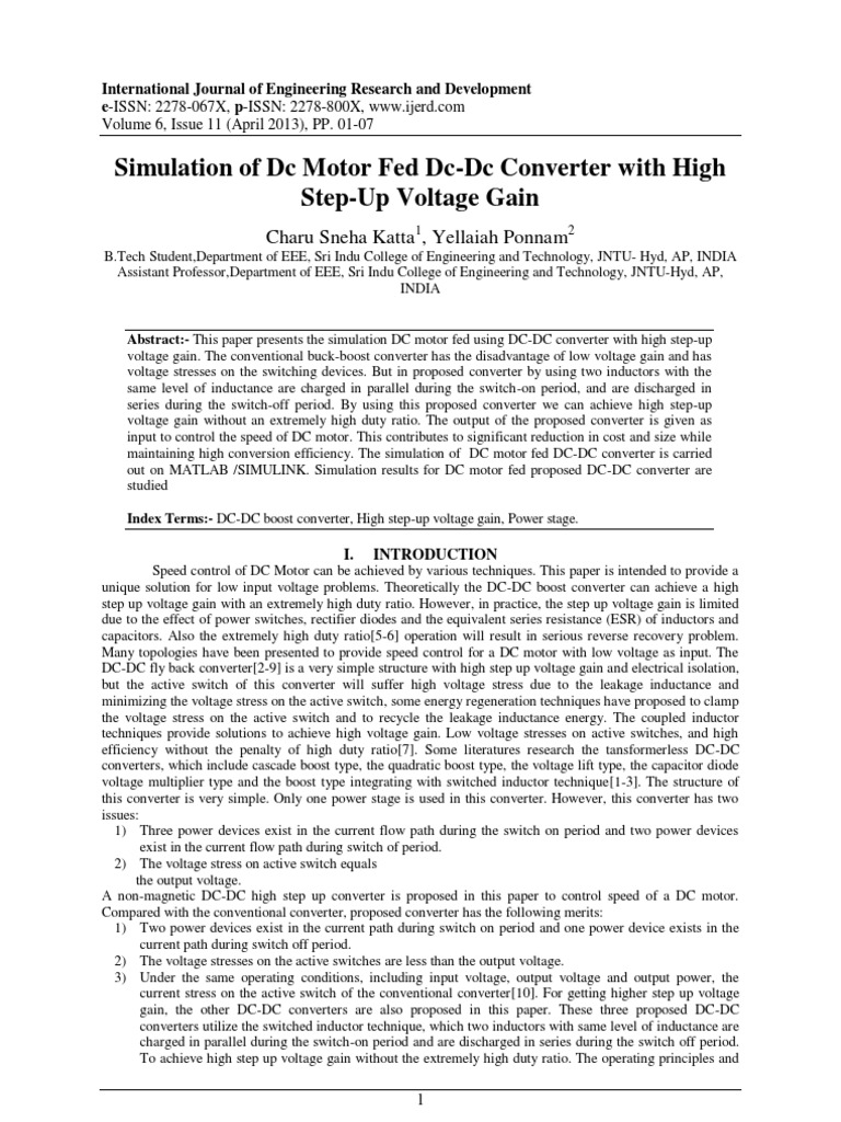 DC Motor Control via High Gain DC-DC Converter | PDF | Electric Motor ...