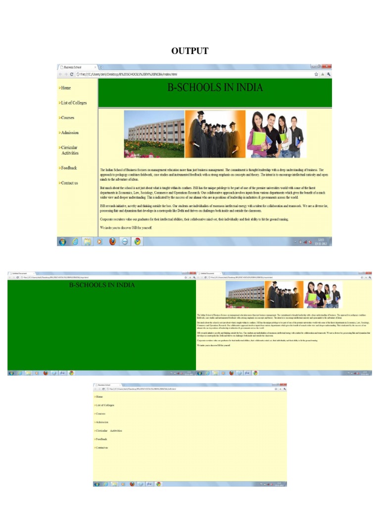 HTML Project on business schools | Academia | Teaching And  