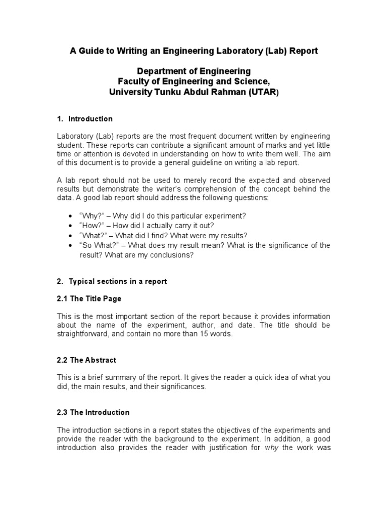 Guidelines For Lab Report Experiment Cognitive Science