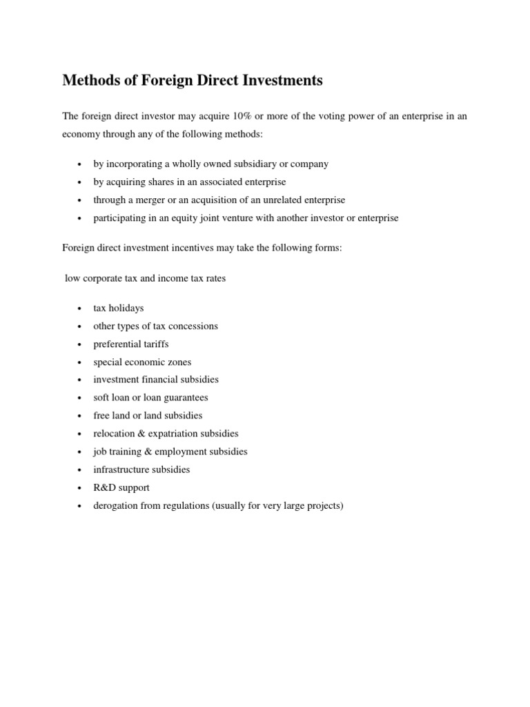 Mode of Entry in A Foreign Market | PDF