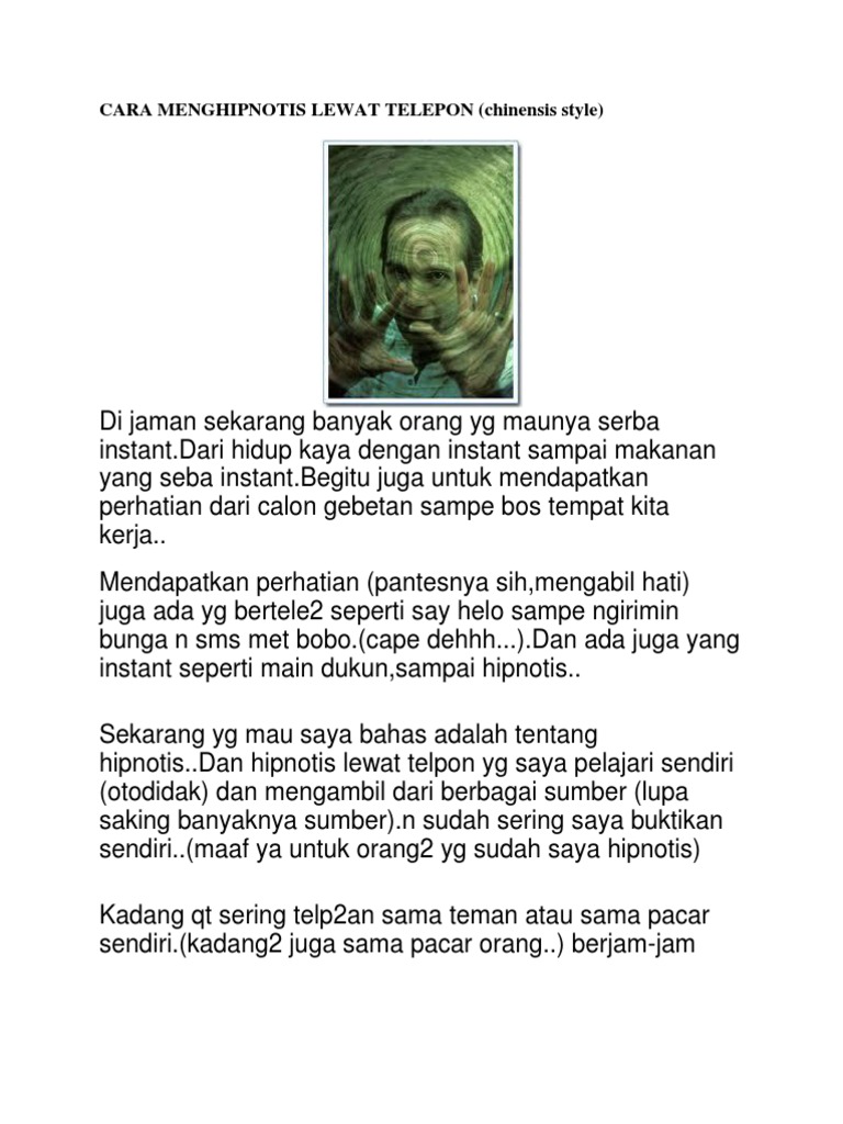 Cara Menghipnotis Lewat Telepon