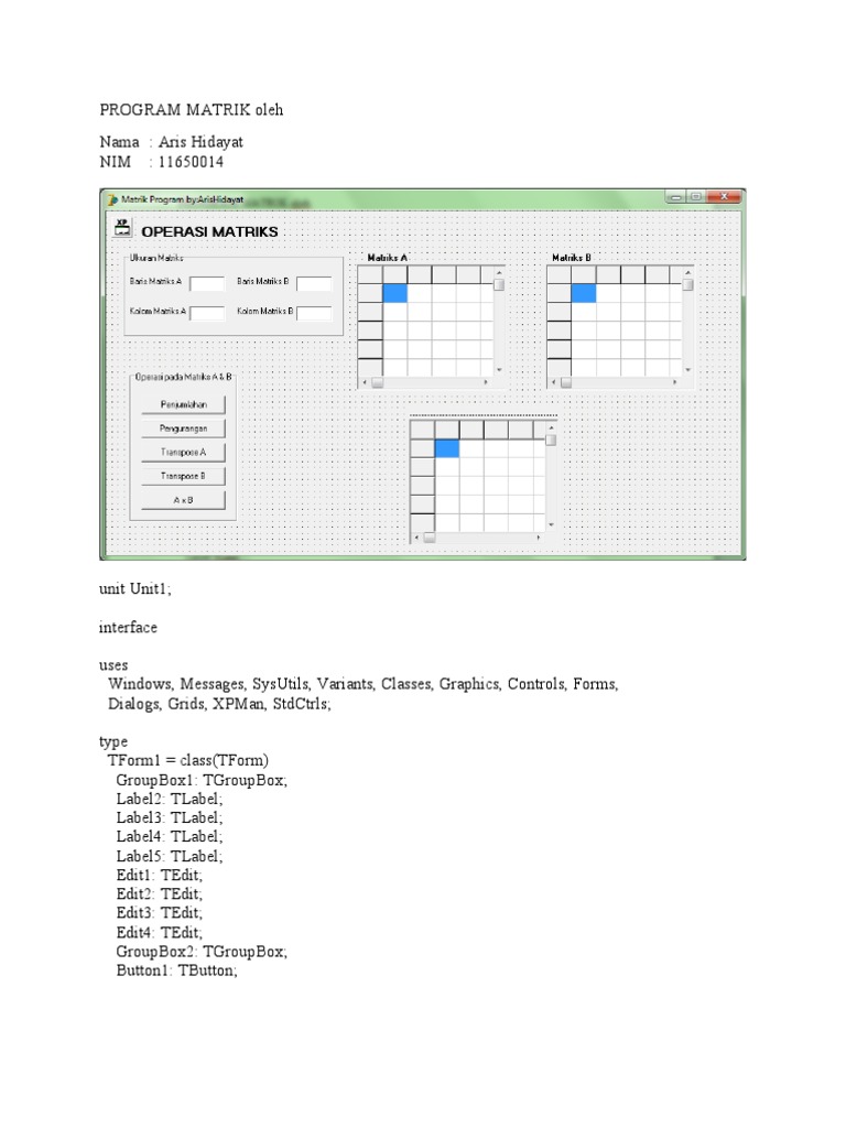 Program Matrik Computer Programming Software Engineering