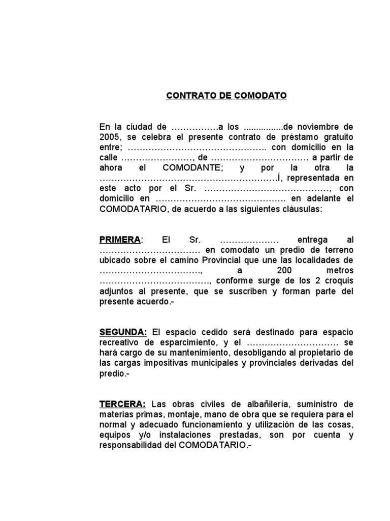 Contrato de Comodato