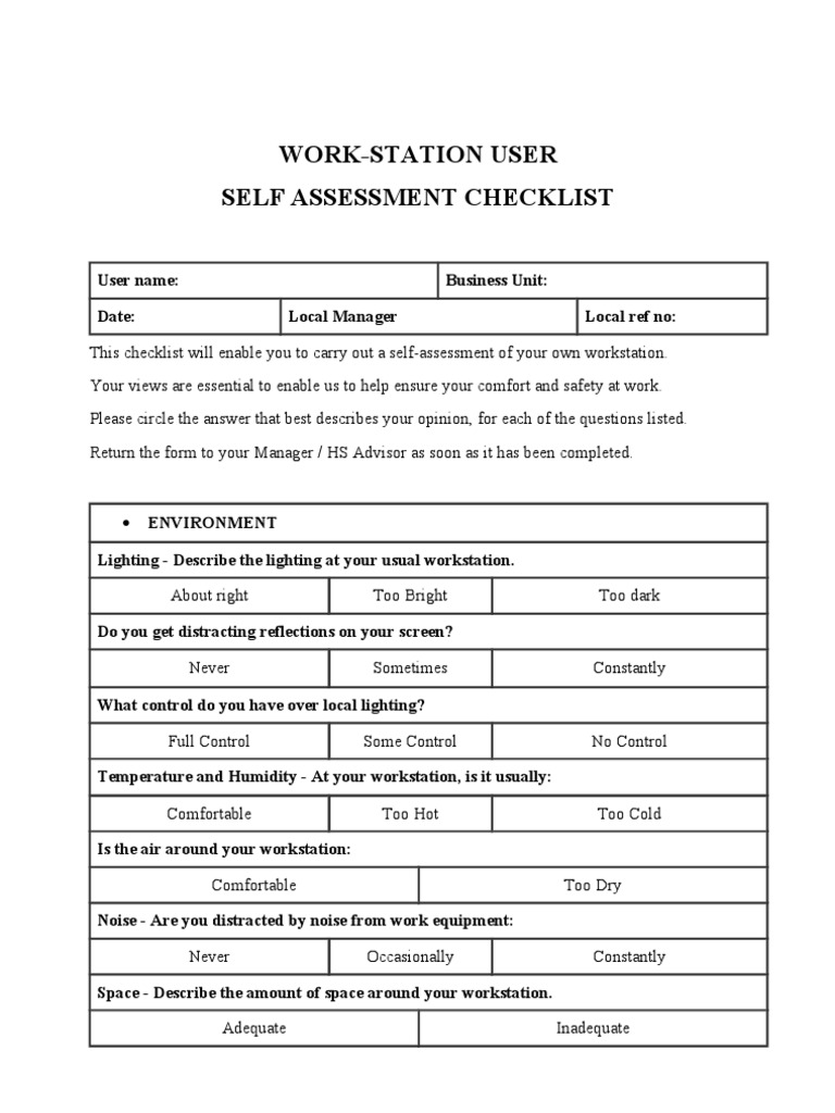 Blank Generic Dse Checklist | PDF | Chair | Desk
