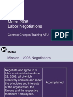 Metro 2006 Labor Negotiations: Contract Changes Training ATU