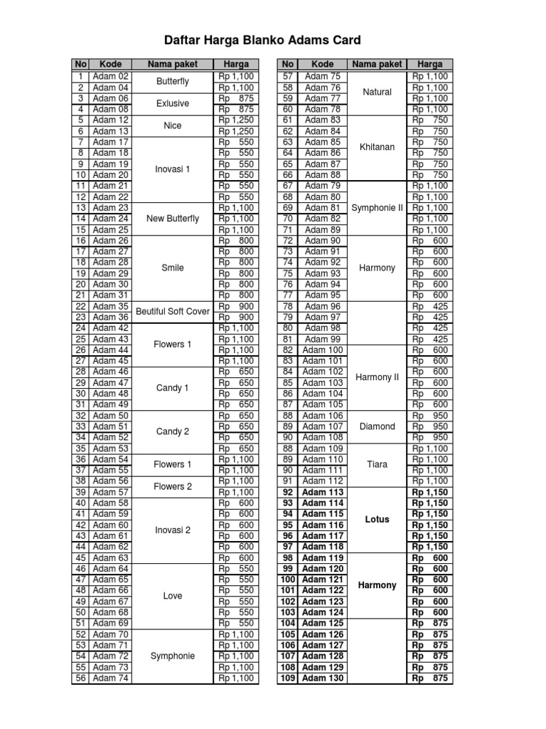 DAFTAR HARGA