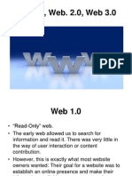 Web 1.0, Web. 2.0, Web 3.0