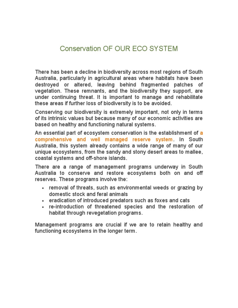 Ecosystem Conservation in South Australia | PDF