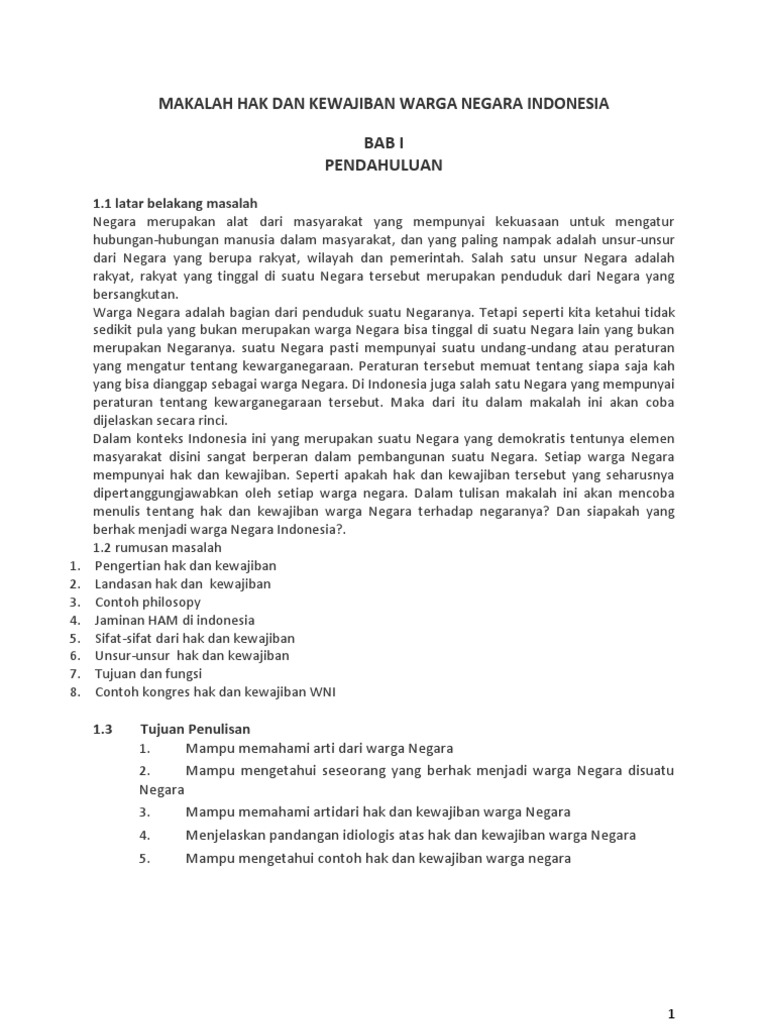 Makalah Hak Dan Kewajiban Warga Negara Indonesia