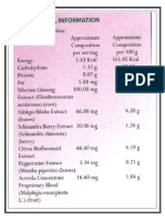 Siberian Ginseng With Ginko Biloba-Nutritional Information