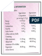 Garlic Heart Care - Nutritional Information