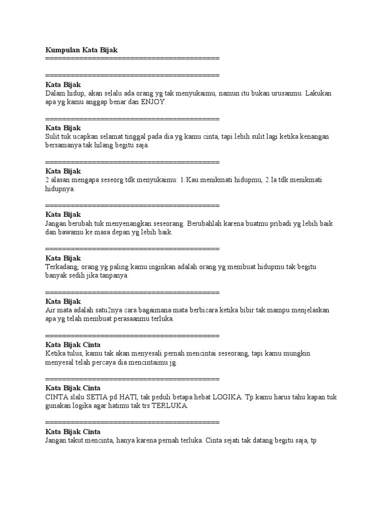 Kumpulan Kata Bijak Kumpulan Kata Bijak