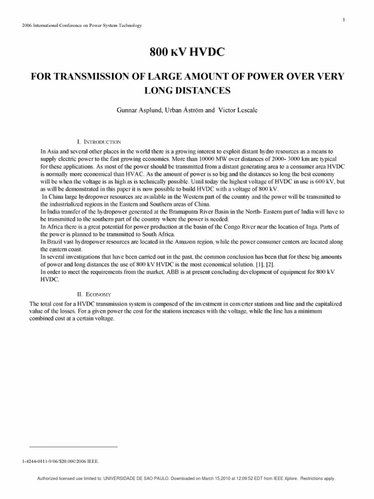 800kV HVDC for Long-Distance Power | PDF | High Voltage Direct Current ...