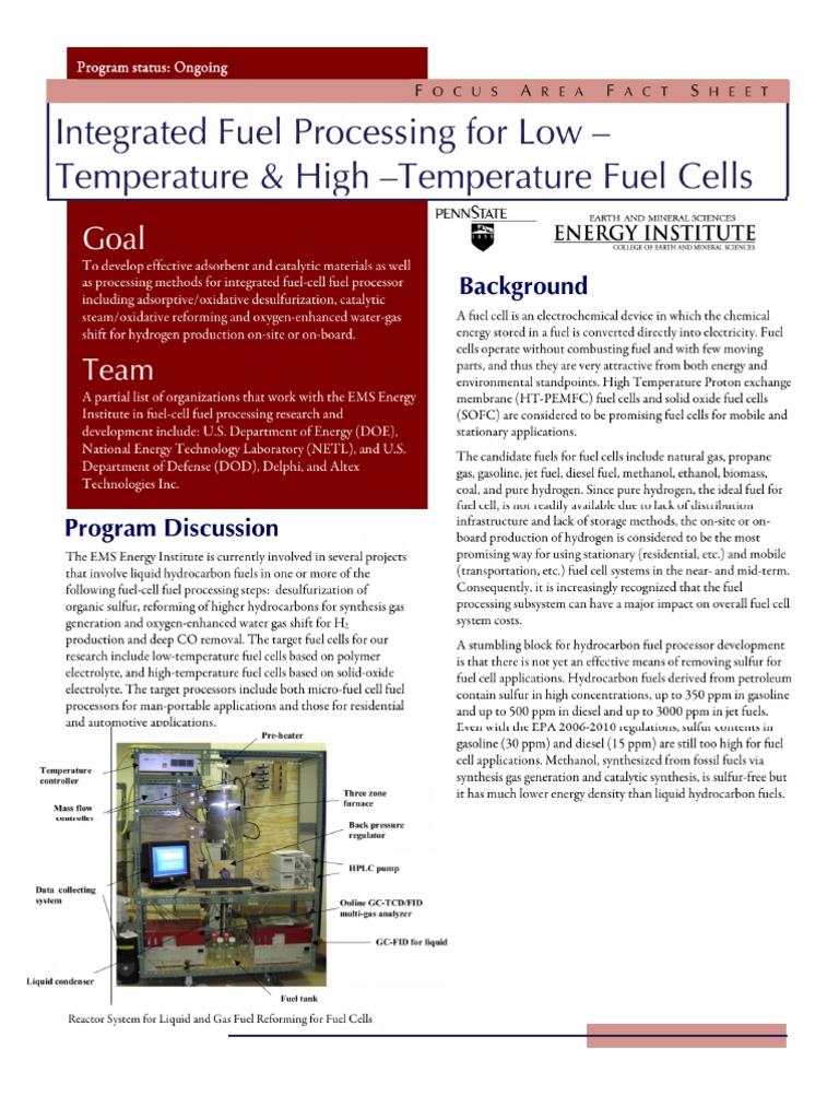 Integrated Fuel Processing For Low - Temperature & High - Temperature ...