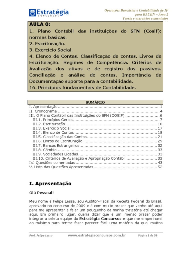 COSIF: Contabilidade de Instituições Financeiras | PDF | Princípios ...