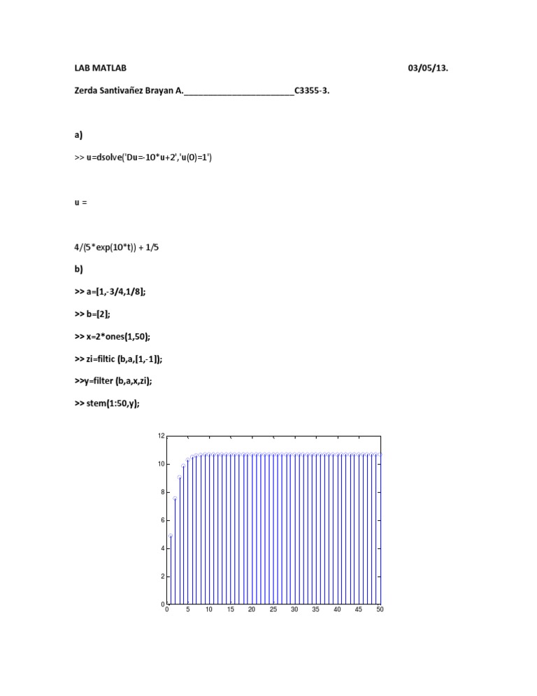 Lab - Matlab 03 - 05 - 13 | PDF | Teaching Methods & Materials | Computers