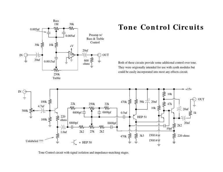 Tone Control Circuit Schematic | PDF | Technology & Engineering