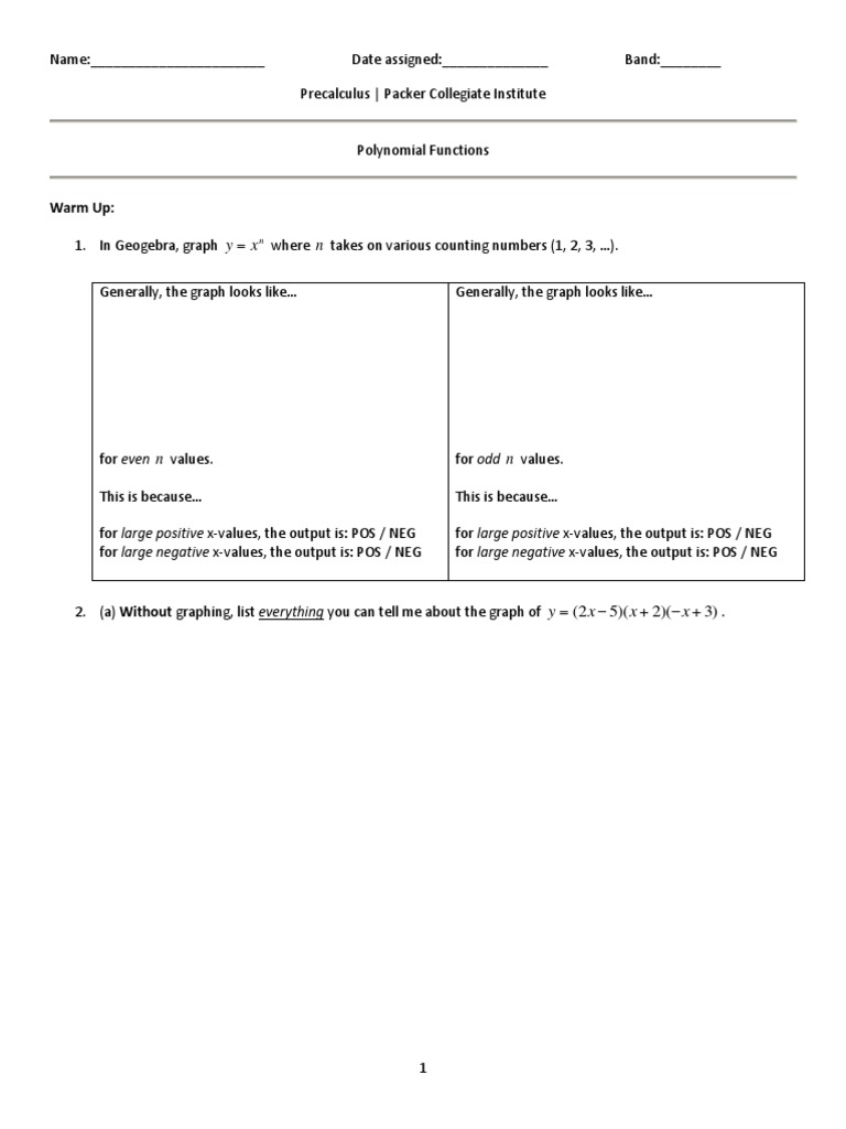 Polynomial Functions Analysis Guide | PDF | Zero Of A Function | Polynomial